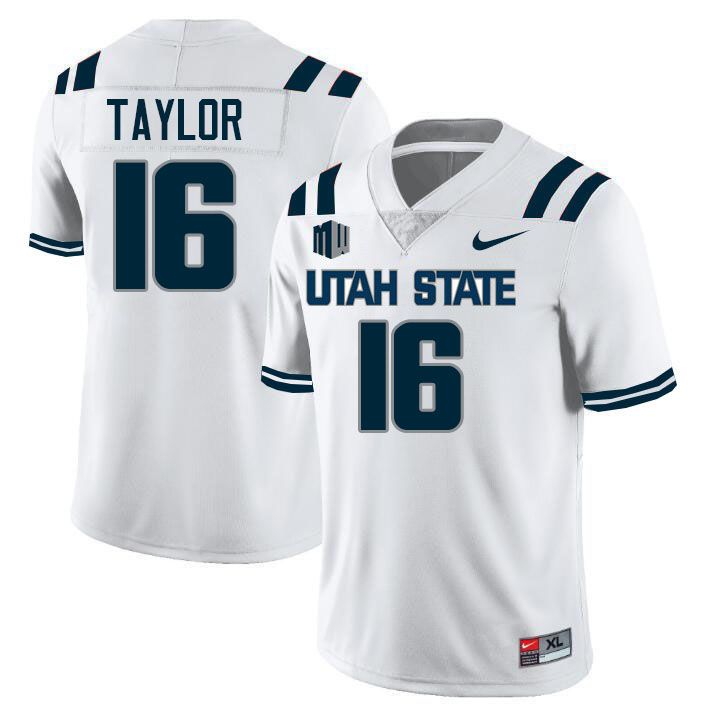 Utah State Aggies #16 Terrell Taylor College Football Jerseys Stitched-White